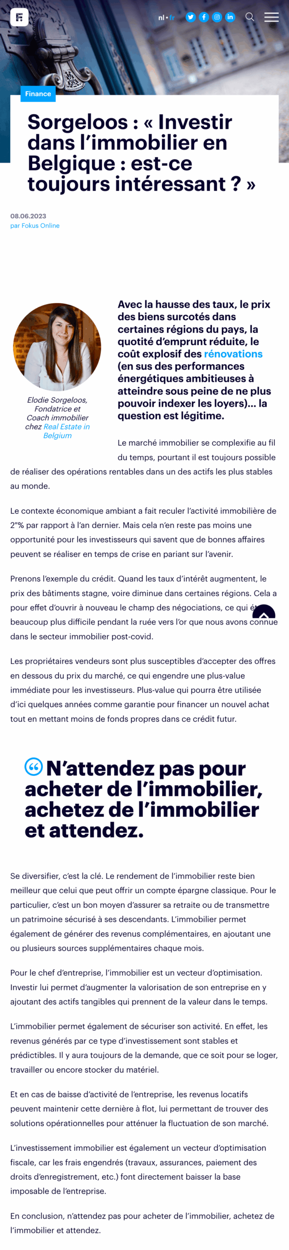 Le VIF Magazine - Investir dans l'immobilier en Belgique